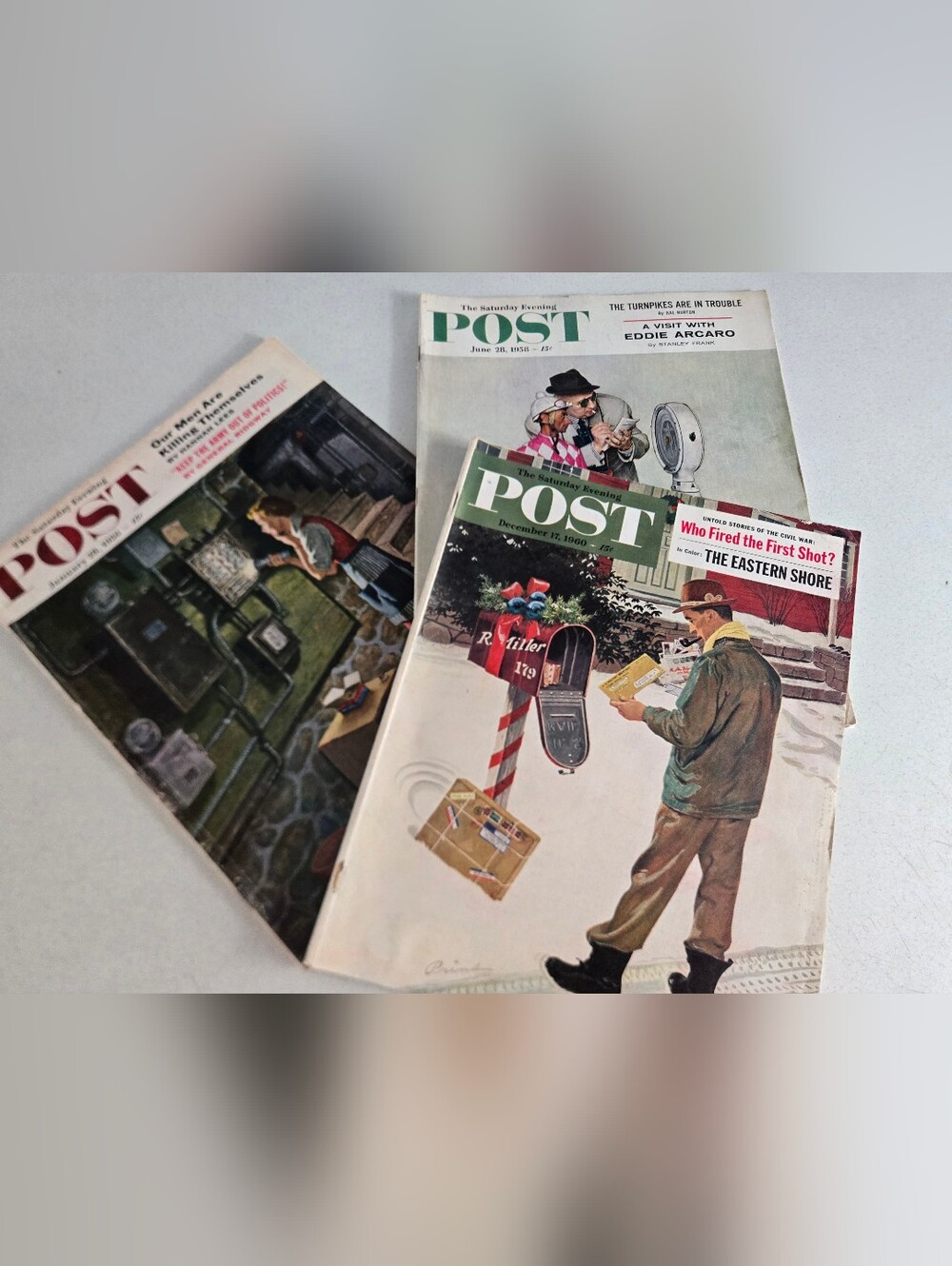 Saturday Evening Post Magazine Lot Vintage 1956, 1958, 60 Retro Vtg